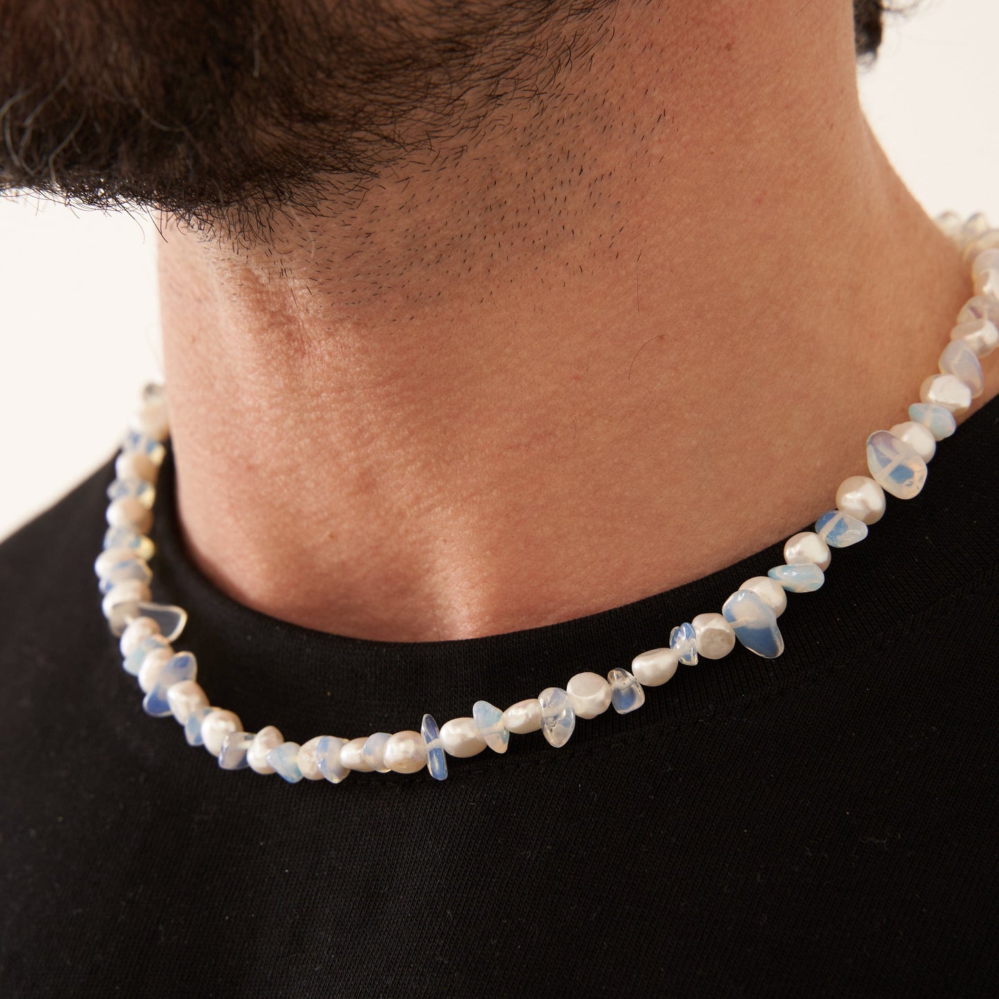 Blauwe Kwarts Echte Parel Ketting (Zilver)