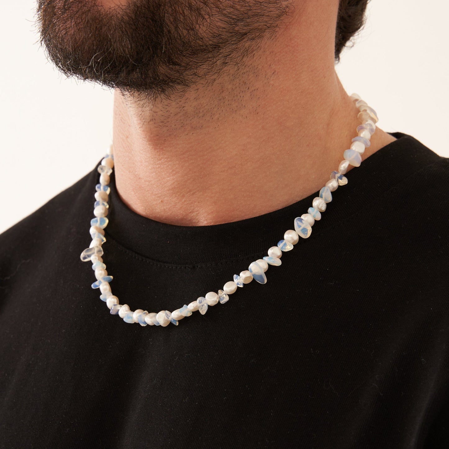 Blauwe Kwarts Echte Parel Ketting (Zilver)