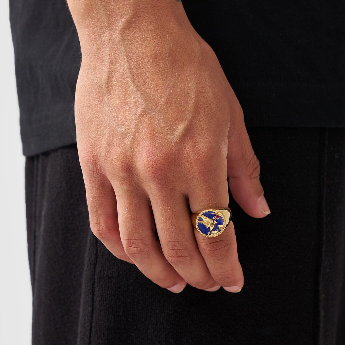 Emaille Zwaluw Signet Ring (Goud)