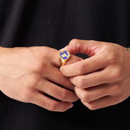Emaille Zwaluw Signet Ring (Goud)