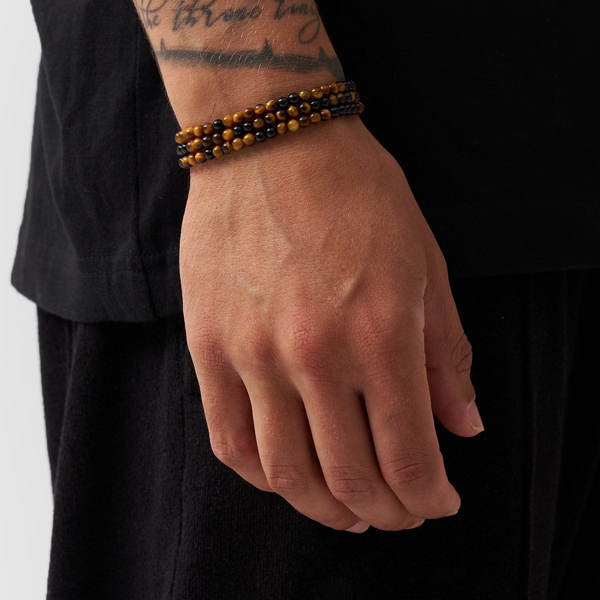 Tijgeroog Obsidiaan Kralen Wrap Armband