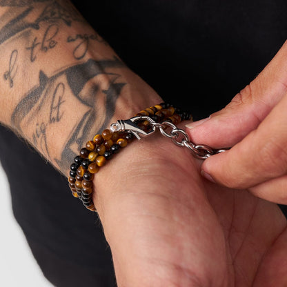 Tijgeroog Obsidiaan Kralen Wrap Armband