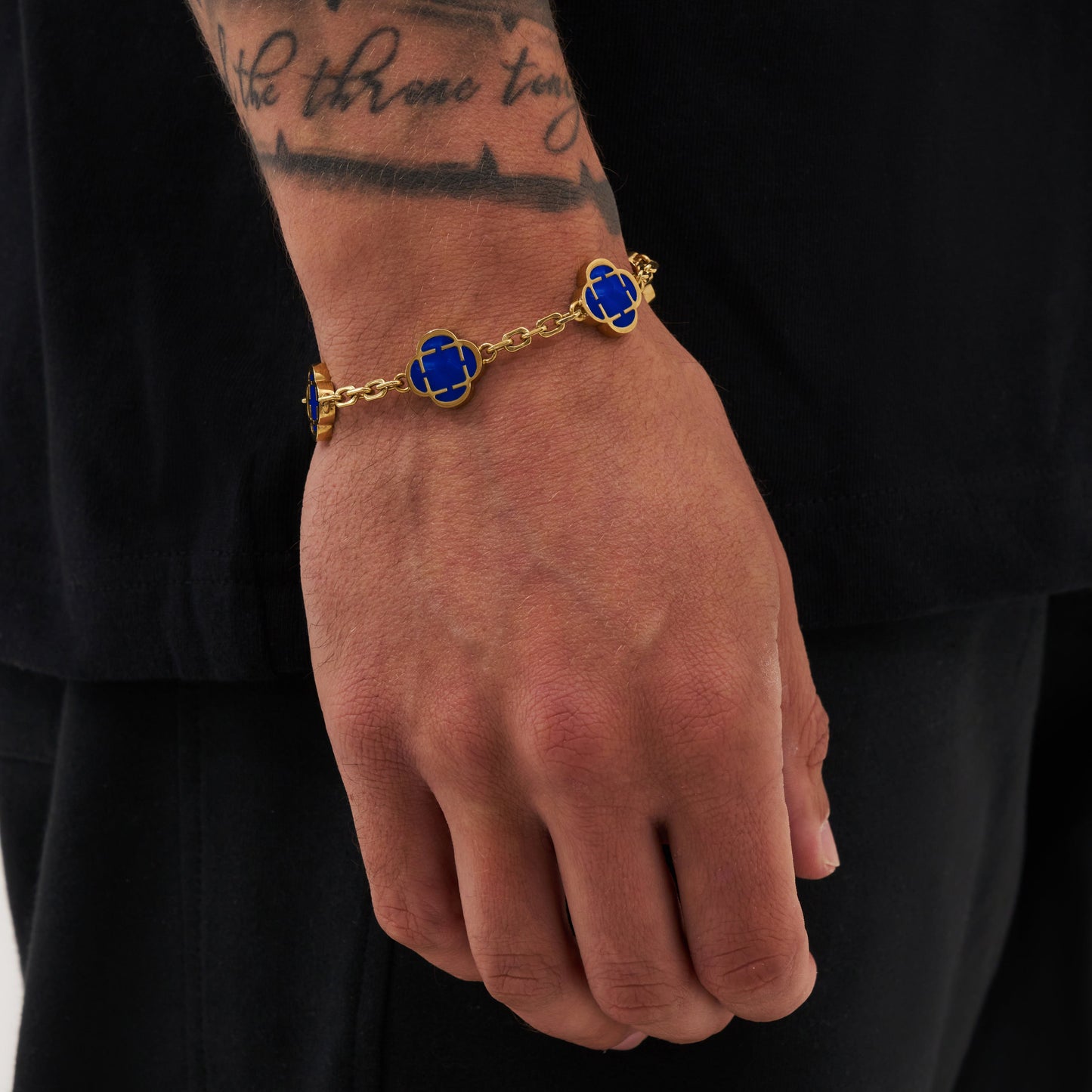 Blauwe Klaversteen Armband (Goud)