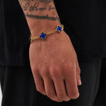 Blauwe Klaversteen Armband (Goud)