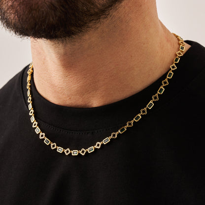 Groene Edelsteen Klavertje Vier Ketting (Goud)