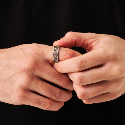 Klaveren Band Ring (Zilver)