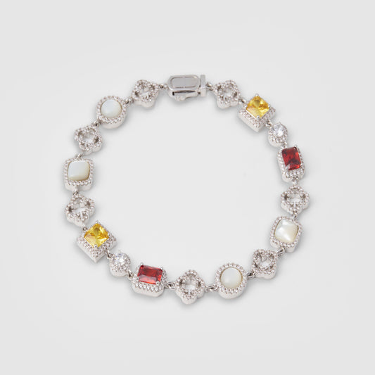 Iced Gemstone Armband (Zilver)