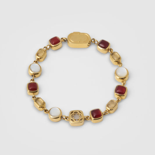Rode Kristallen Edelsteen Armband (Goud)