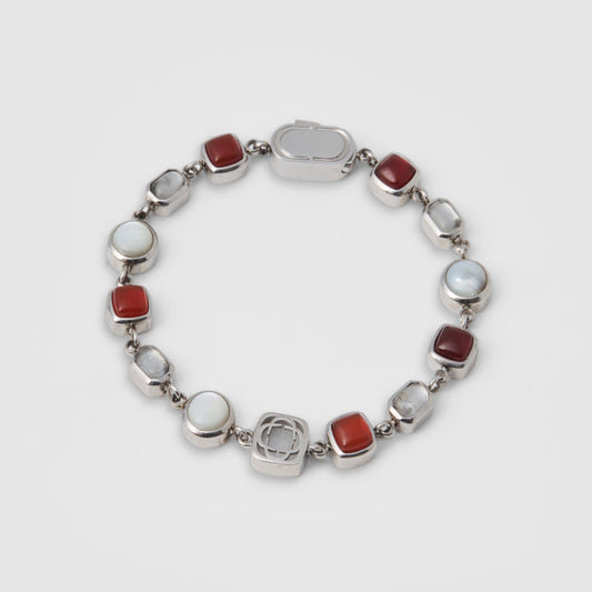 Rode Kristallen Sieraad Armband (Zilver)