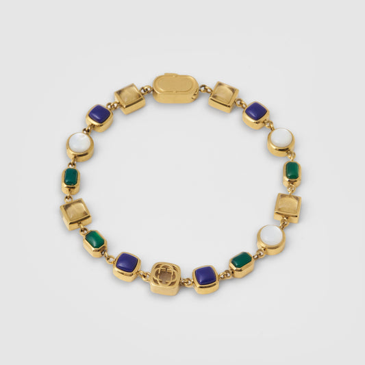 Blauwe Kristallen Edelsteen Armband (Goud)