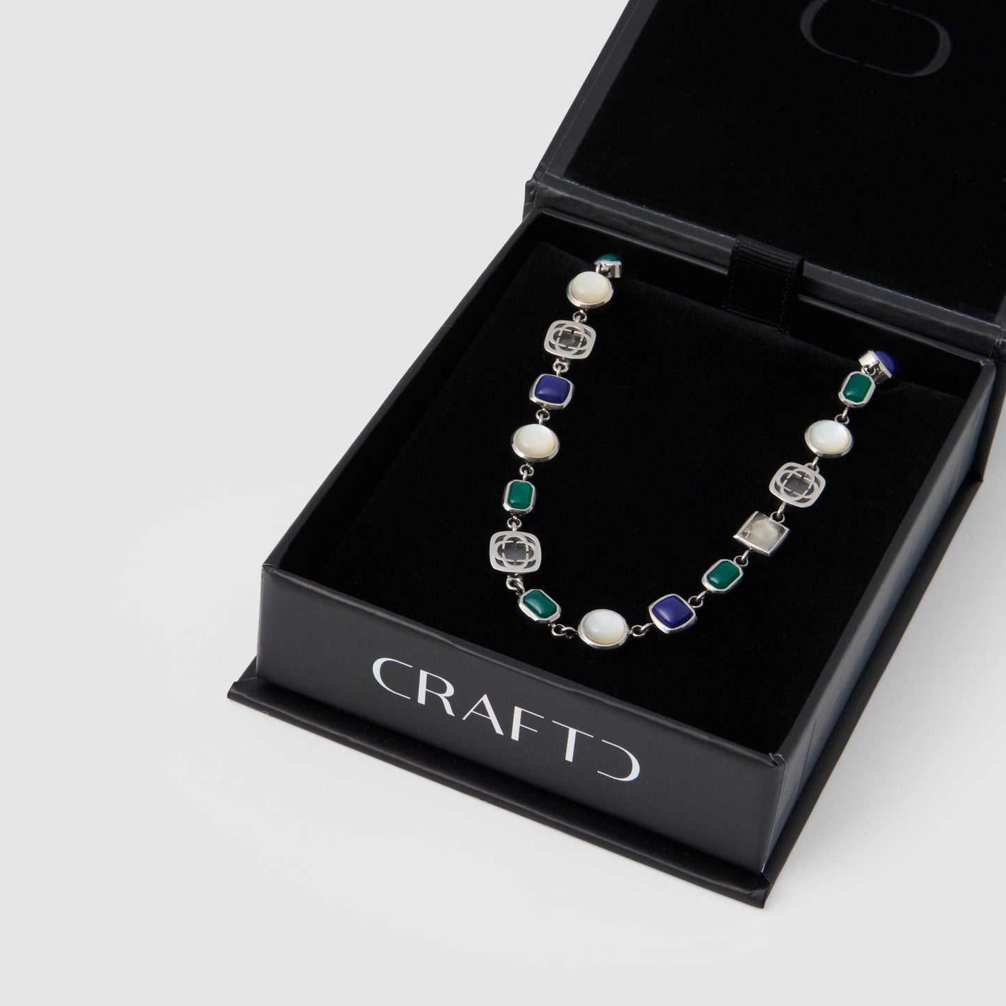 Blauwe Kristallen Edelsteen Ketting (Zilver)