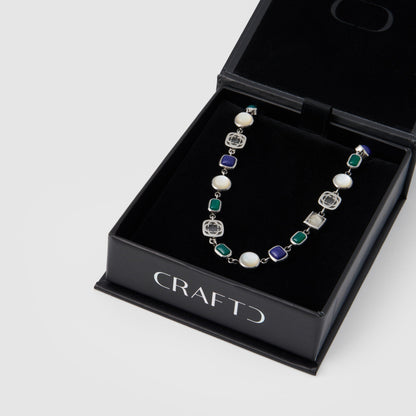 Blauwe Kristallen Edelsteen Armband (Zilver)
