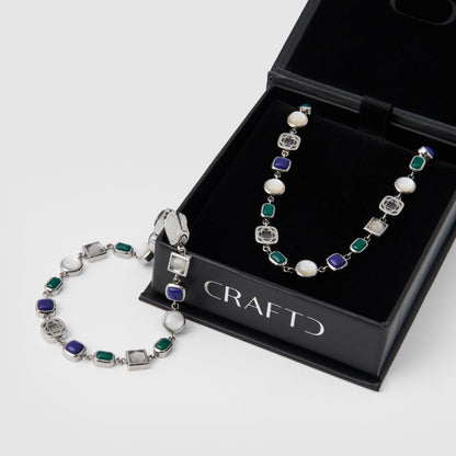 Blauwe Kristallen Edelsteen Set (Zilver)