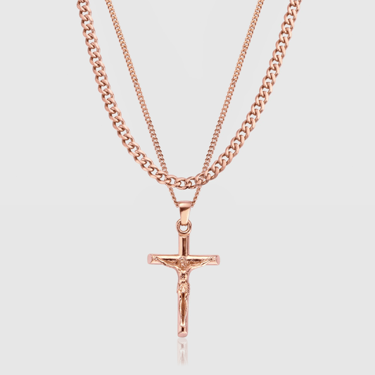 Kruis en Cubaanse Set (Roze Goud)