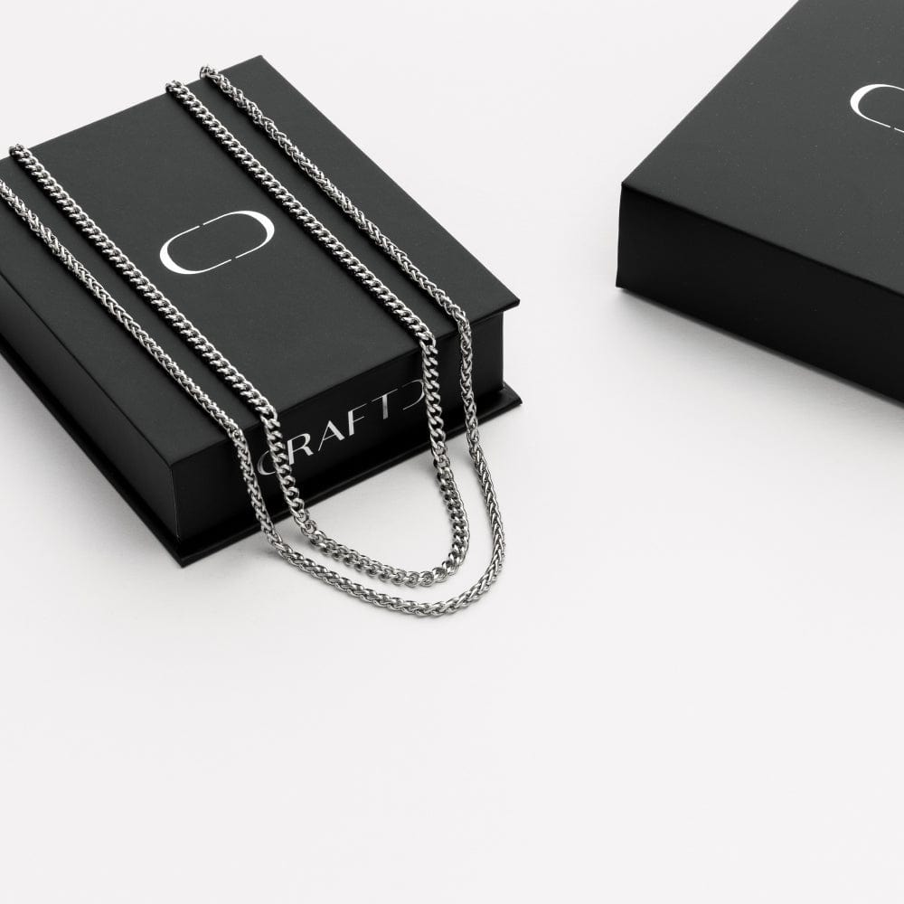 Cuban & Tarwe Ketting Cadeauset (Zilver)