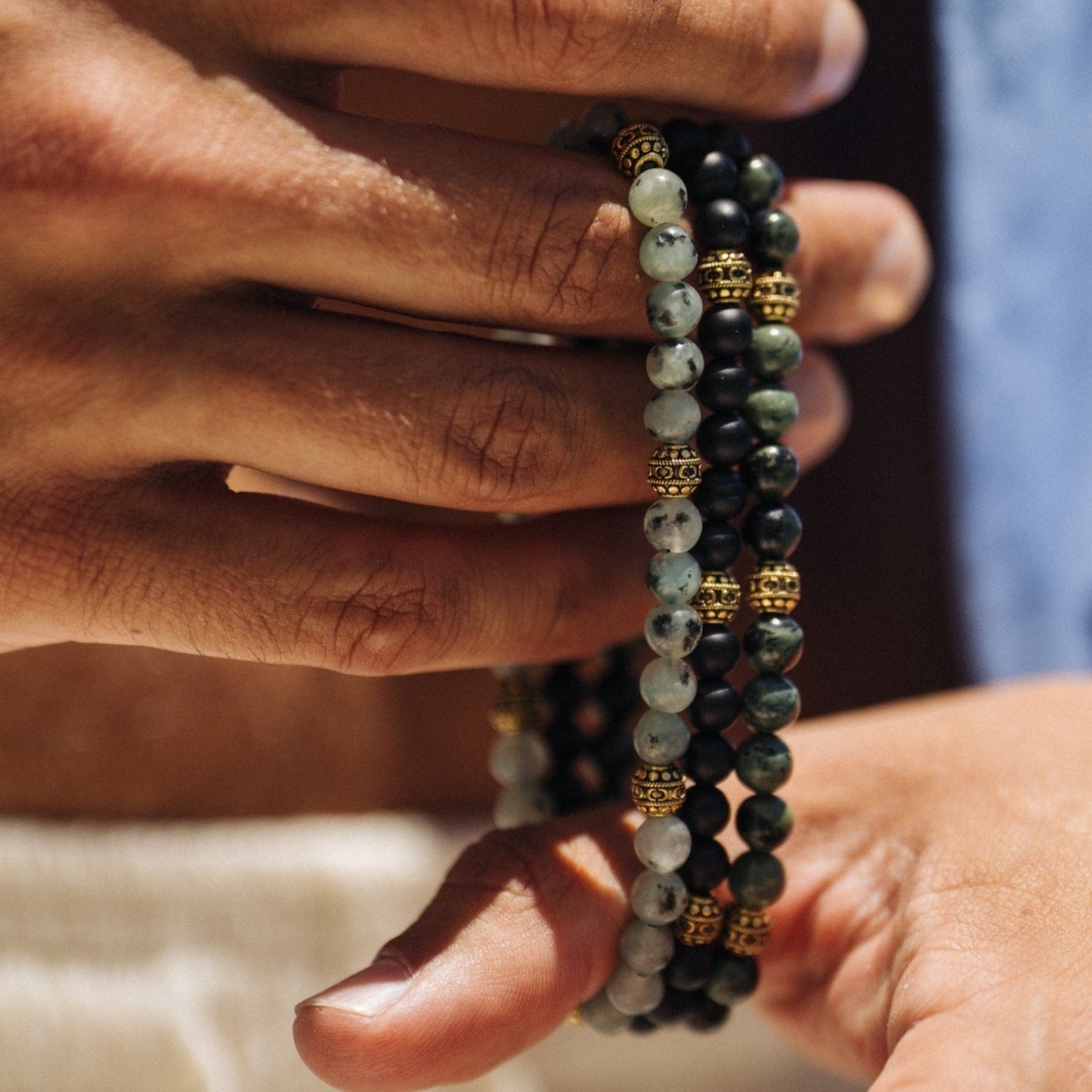 Matte Onyx Steen Armband (Goud)