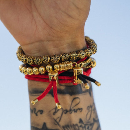 Rode Koord Toggle Armband (Goud)