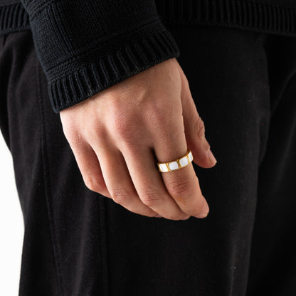 Witte Steen Bandring (Goud)