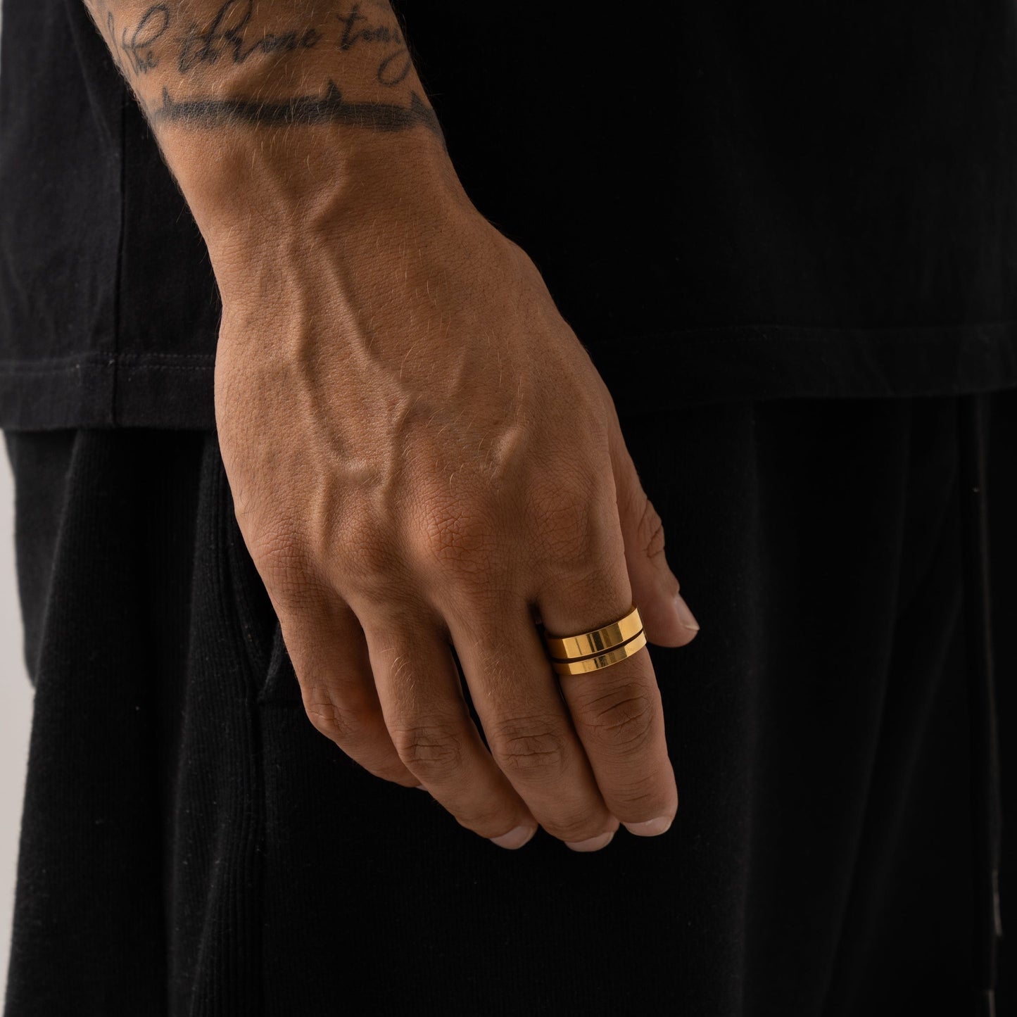 Platte Band Ring Set (Goud)