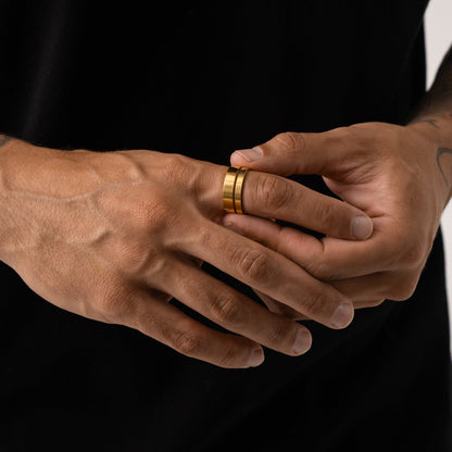 Platte Band Ring Set (Goud)