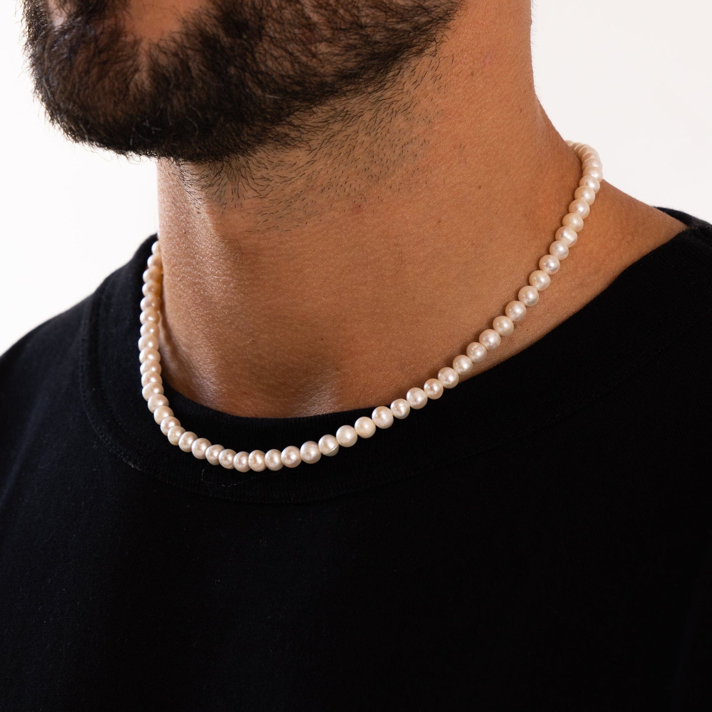 Ronde Echte Parel Ketting (Zilver)
