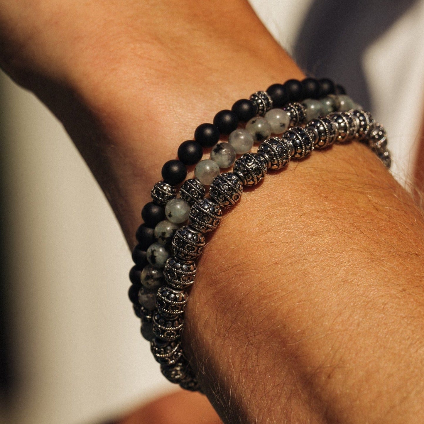 Matte Onyx Steen Armband (Zilver)