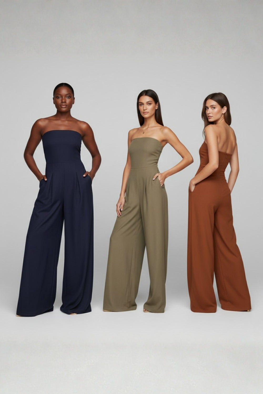 Trägerloser weit geschnittener Jumpsuit