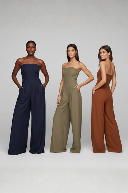 Trägerloser weit geschnittener Jumpsuit