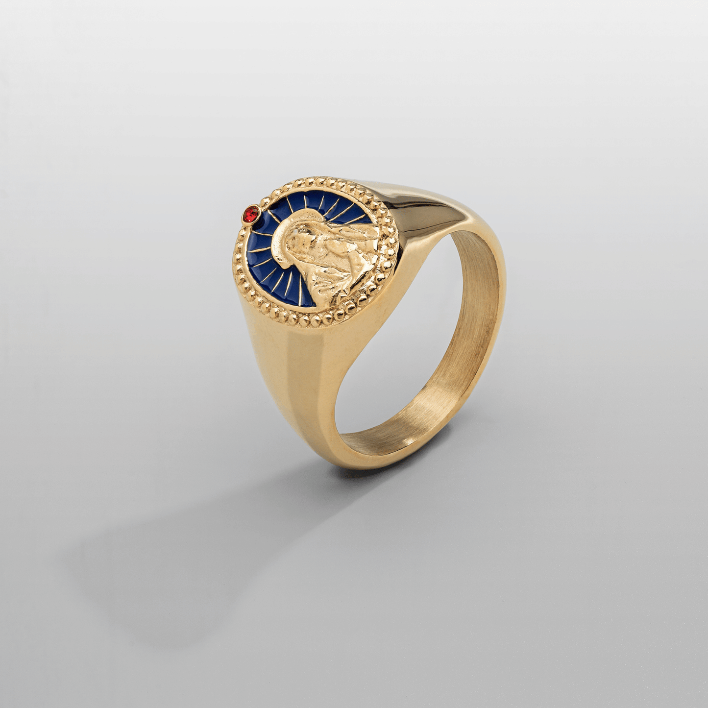 Emaille Zegelring van de Maagd Maria (Goud)