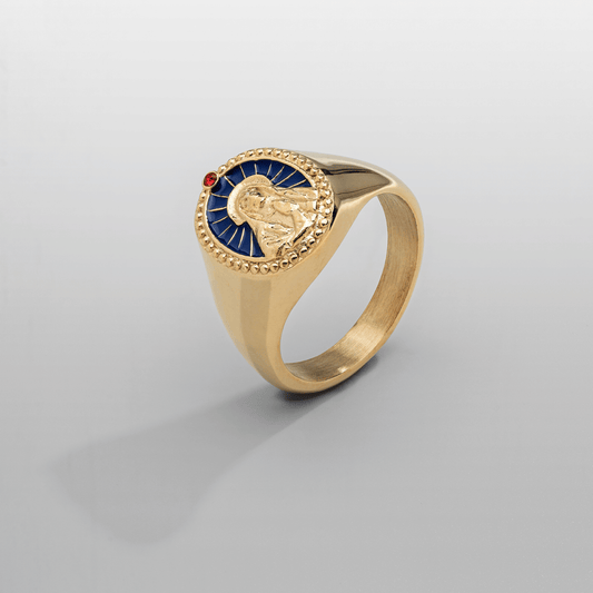 Emaille Zegelring van de Maagd Maria (Goud)