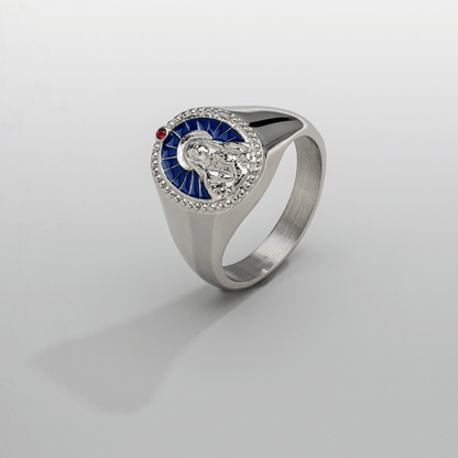 Emaille Zegelring van de Maagd Maria (Zilver)