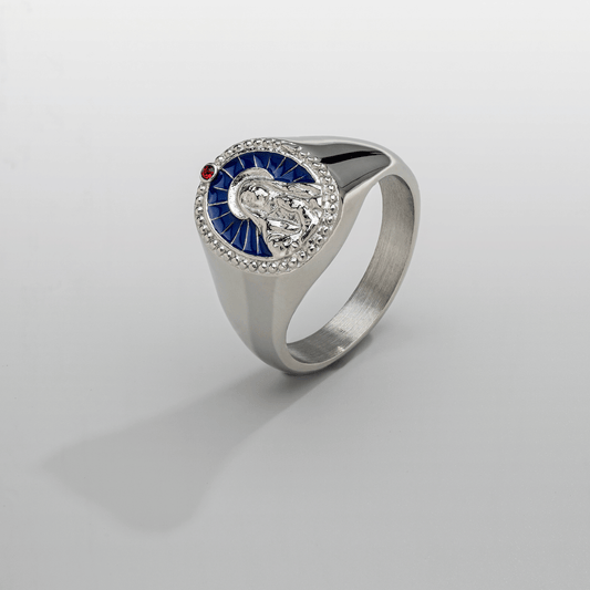 Emaille Zegelring van de Maagd Maria (Zilver)