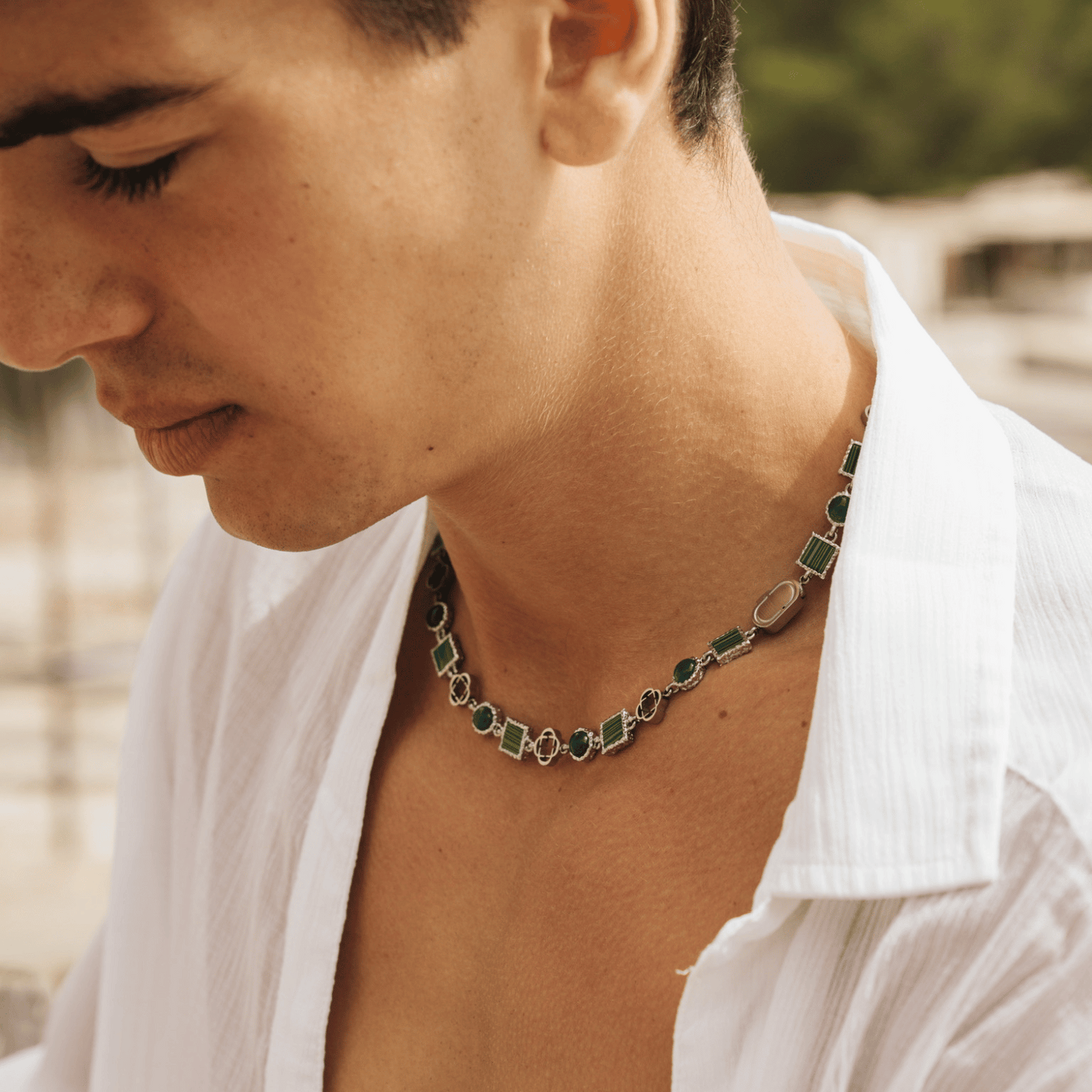 Groene Kwarts Edelsteen Ketting (Zilver)
