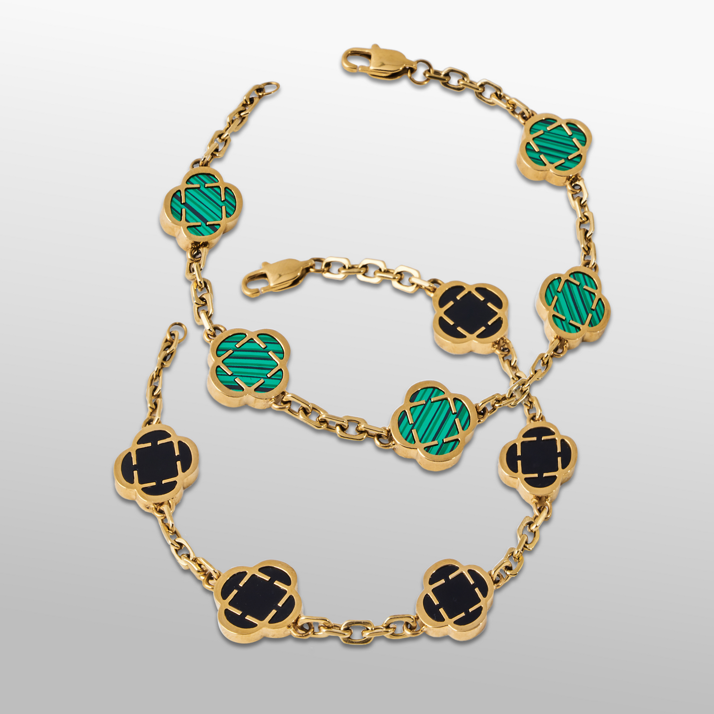 Klavertsteen Armband Set (Goud)