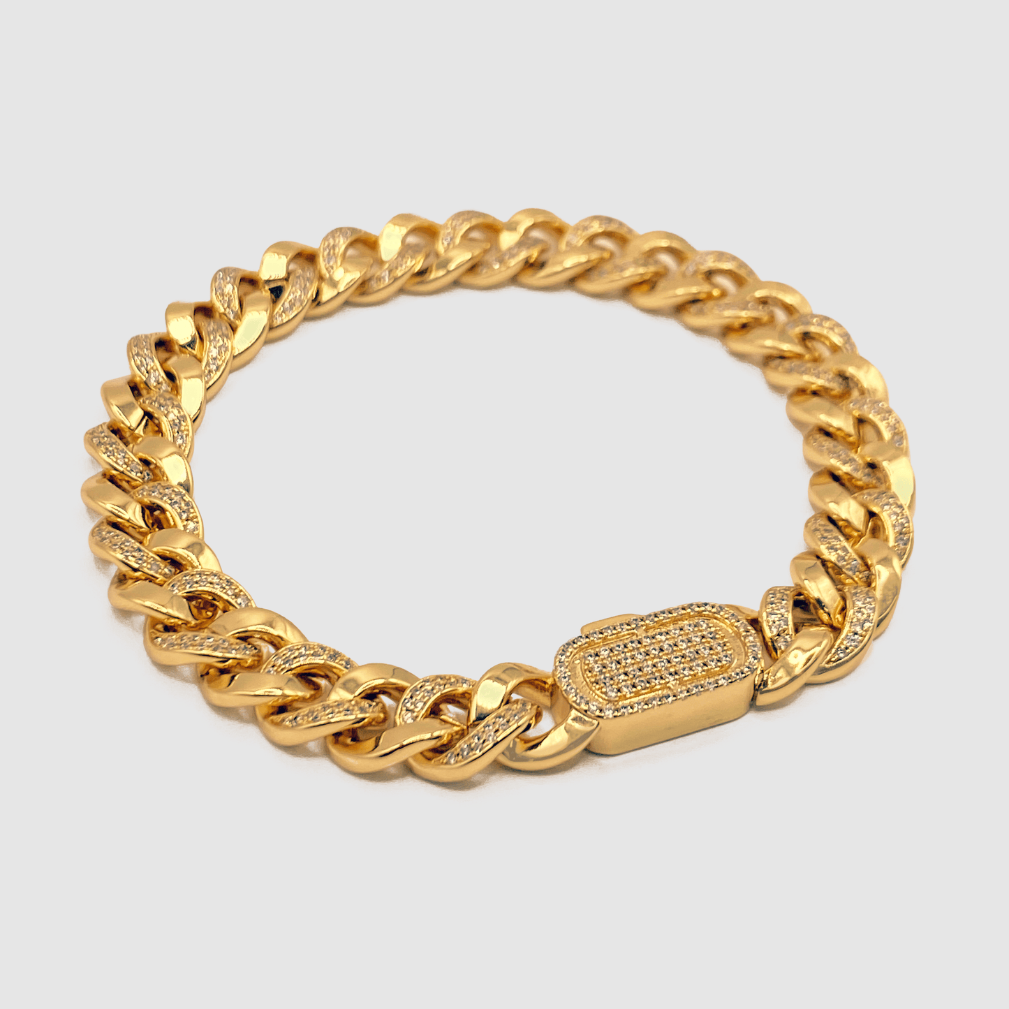 Half Iced Cuban Bracelet (Goud) 8mm