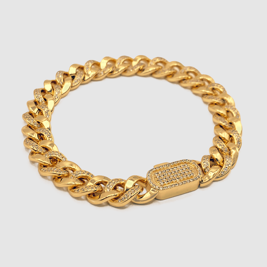 Half Iced Cuban Bracelet (Goud) 8mm