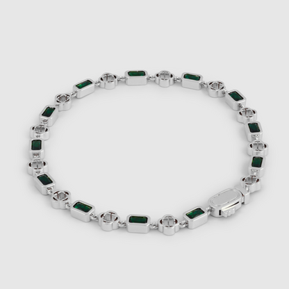 Groene Edelsteen Klaver Armband (Zilver)