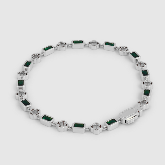 Groene Edelsteen Klaver Armband (Zilver)