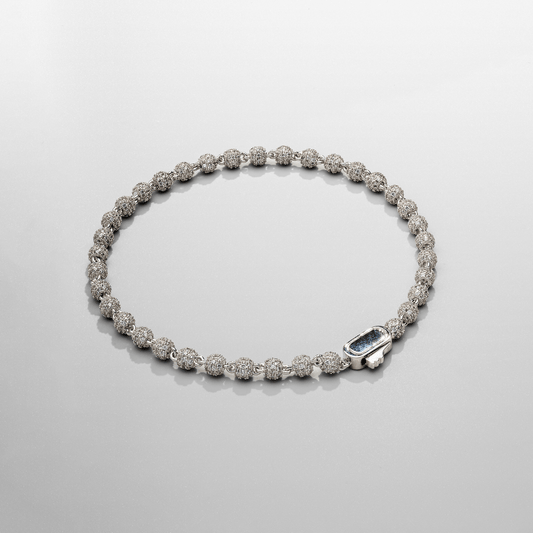 Iced Ball Pendant Armband (Zilver) 4mm