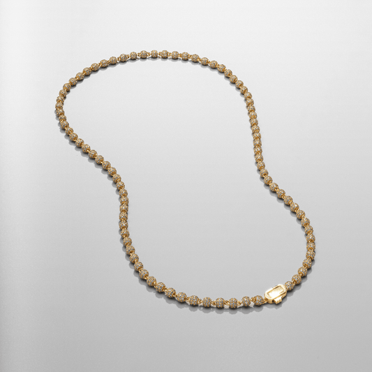 Iced Ball Pendant Necklace (Goud) 4mm