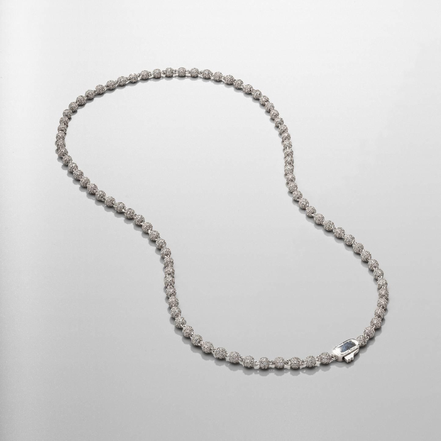 Iced Ball Pendant Necklace (Zilver) 4mm