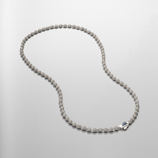 Iced Ball Pendant Necklace (Zilver) 4mm