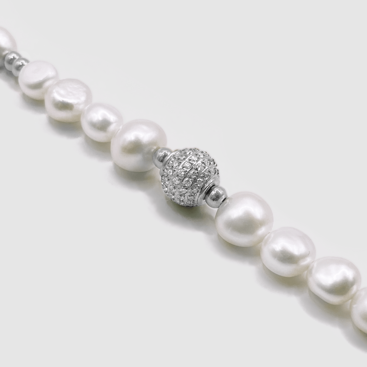 Iced Beaded Echte Parel Armband (Zilver)