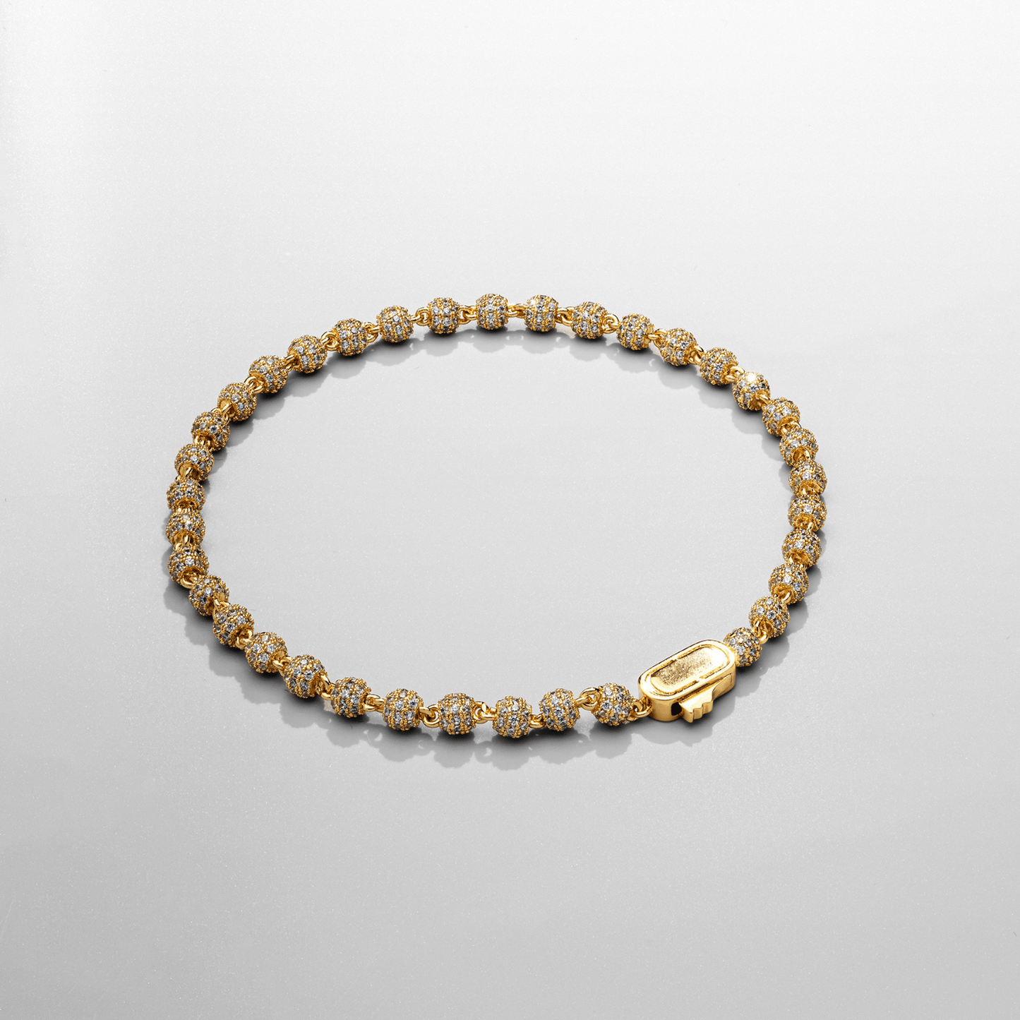 Iced Ball Pendant Bracelet (Goud) 4mm