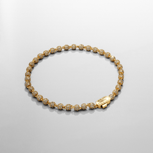 Iced Ball Pendant Bracelet (Goud) 4mm
