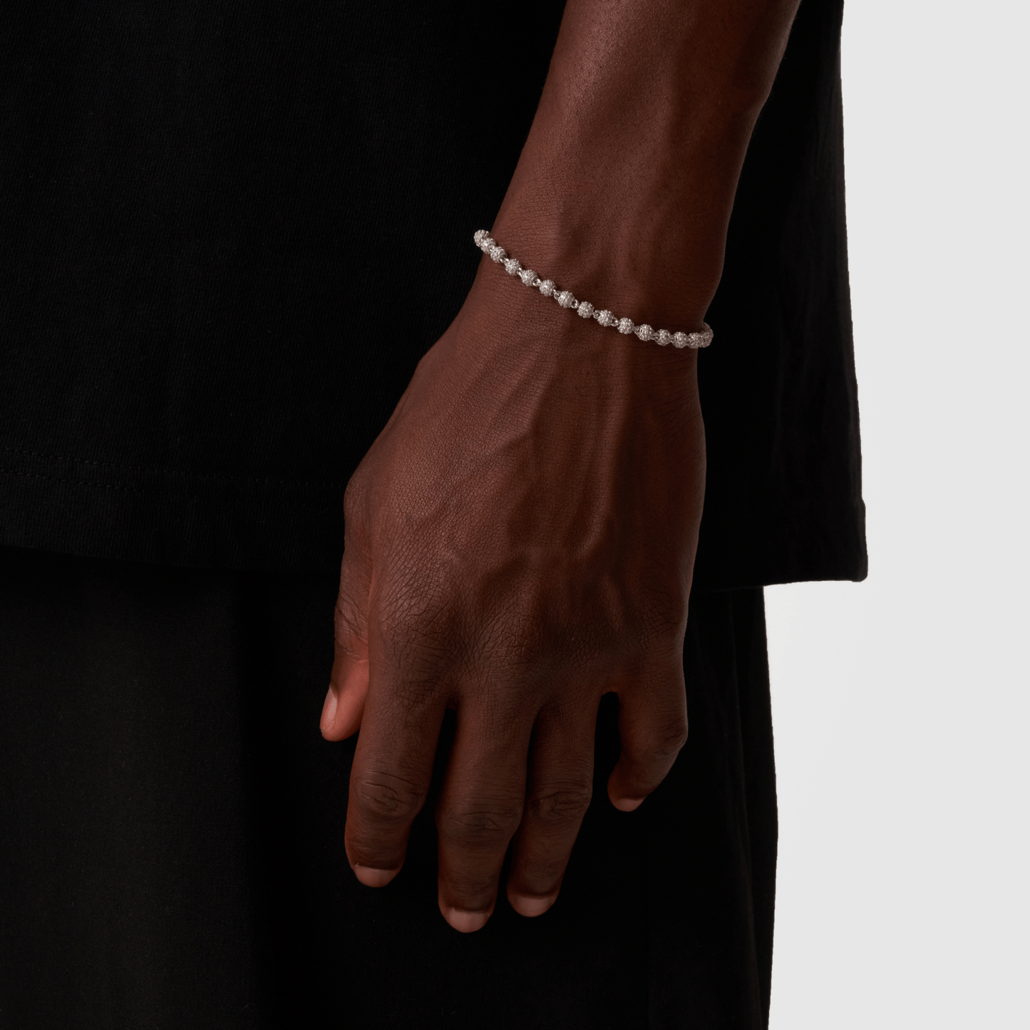 Iced Ball Pendant Armband (Zilver) 4mm