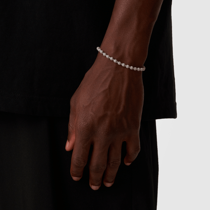 Iced Ball Pendant Armband (Zilver) 4mm