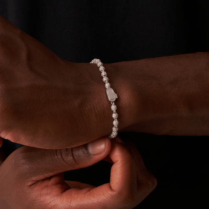 Iced Ball Pendant Armband (Zilver) 4mm