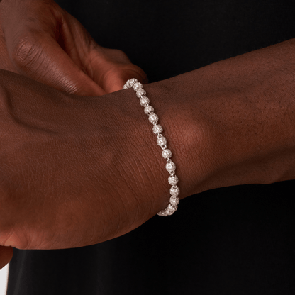 Iced Ball Pendant Armband (Zilver) 4mm
