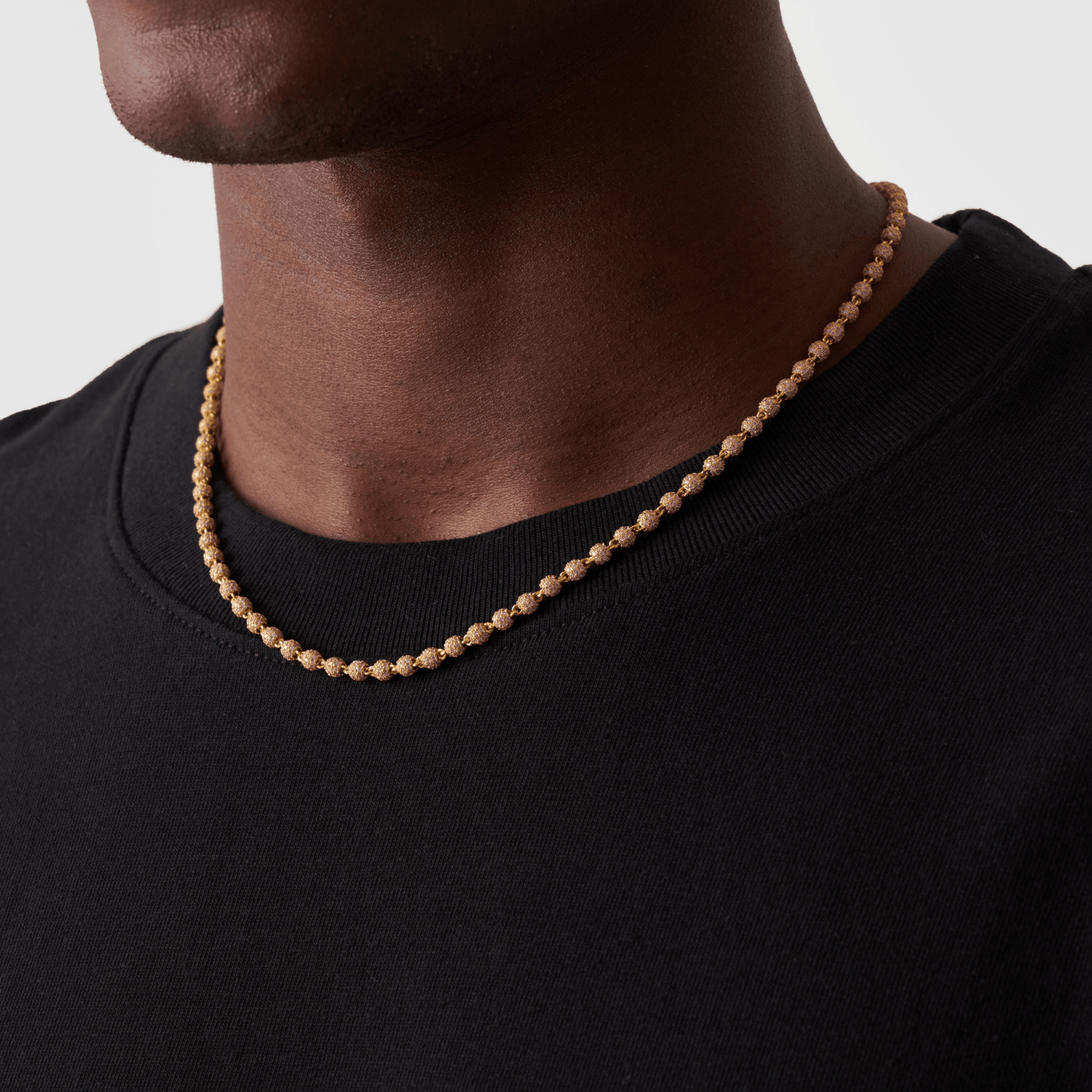 Iced Ball Pendant Necklace (Goud) 4mm